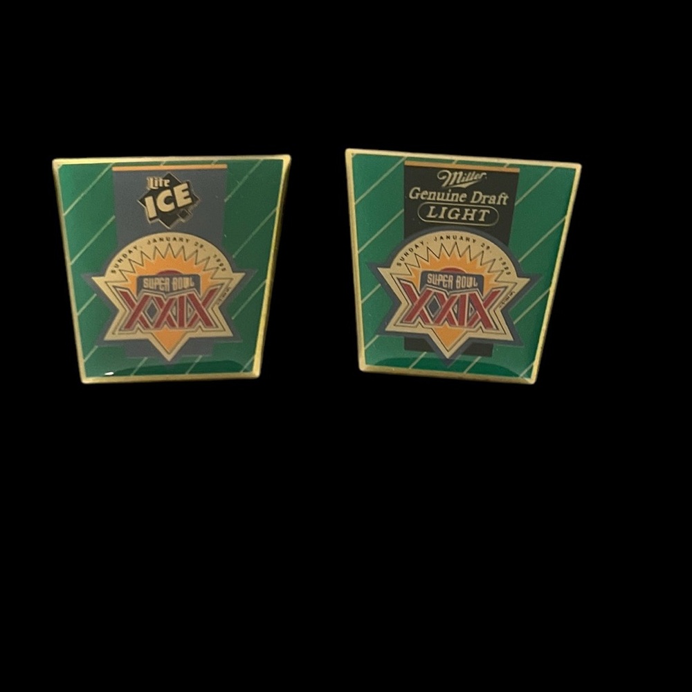 VTG  Super Bowl XXIX Lot of 2 Miller Genuine Draft Lite Ice NFL Collectible Pins